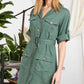 Drop Shoulder With Saist Tie Belted Dress