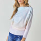 Tie Dye Knit Boatneck Elastic Hem Top