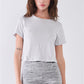 Short Sleeve Round Neck Petal Split Back Detail Crop Tee