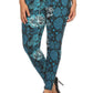 Plus Size Floral Print, Full Length Leggings In A Slim Fitting Style With A Banded High Waist