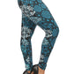 Plus Size Floral Print, Full Length Leggings In A Slim Fitting Style With A Banded High Waist