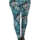Plus Size Floral Print, Full Length Leggings In A Slim Fitting Style With A Banded High Waist