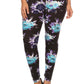 Plus Size Floral Print, Full Length Leggings In A Slim Fitting Style With A Banded High Waist