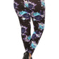Plus Size Floral Print, Full Length Leggings In A Slim Fitting Style With A Banded High Waist