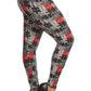 Plus Size Puzzle/plaid Print, Full Length Leggings In A Slim Fitting Style With A Banded High Waist