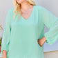 V Neck Bubble Sleeve Solid Top