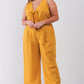 Plus Size Sleeveless V-neck Self-tie Front Detail Wide Leg Jumpsuit