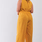 Plus Size Sleeveless V-neck Self-tie Front Detail Wide Leg Jumpsuit