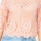 Mock 3/4 Sleeves Lace Designed Top