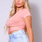 Short Sleeve Round Neck Crossover Multi Way Tie Top