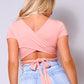 Short Sleeve Round Neck Crossover Multi Way Tie Top