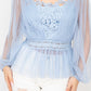 Sheer Mesh Crochet Peplum Top