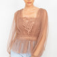 Sheer Mesh Crochet Peplum Top