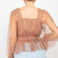 Sheer Mesh Crochet Peplum Top