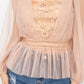 Sheer Mesh Crochet Peplum Top