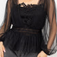 Sheer Mesh Crochet Peplum Top