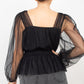 Sheer Mesh Crochet Peplum Top