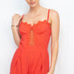 Cinched Zip Sweetheart Pleated Romper