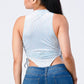Velvet Leopard Side Shirring Extreme Cut Bodysuit