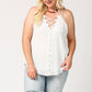 Plunging V-neckline Lattice Top With Scalloped Lace