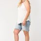 Plunging V-neckline Lattice Top With Scalloped Lace