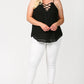 Plunging V-neckline Lattice Top With Scalloped Lace