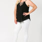 Plunging V-neckline Lattice Top With Scalloped Lace