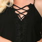 Plunging V-neckline Lattice Top With Scalloped Lace