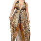 Plus Wild Animal Print Halter Neck Mexi Dress