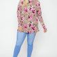Flattering Cutout Details Floral Print Top
