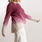 Ombre Print Long Sleeve Top With Gathered Front Detail And Raw Hem