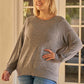 Plus Heather Grey Round Neck Long Sleeve Geometric Stitch Detail Relaxed Fit Sweatshirt