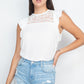 Lace Illusion Flutter Sleeves Top