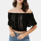 Lace Trim On The Front And Sleeves, Waist Band Cropped Top