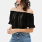 Lace Trim On The Front And Sleeves, Waist Band Cropped Top