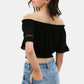Lace Trim On The Front And Sleeves, Waist Band Cropped Top