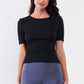 Light Ribbed Crew Neck Short Sleeve Basic Tee