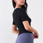 Light Ribbed Crew Neck Short Sleeve Basic Tee