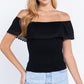 Off Shoulder W/lace Smocked Top