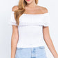 Off Shoulder W/lace Smocked Top