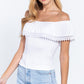 Off Shoulder W/lace Smocked Top