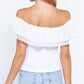 Off Shoulder W/lace Smocked Top
