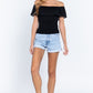 Off Shoulder W/lace Smocked Top