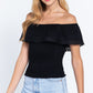 Off Shoulder W/lace Smocked Top