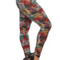 Abstract Geometric Printed Knit Legging With Elastic Waistband, And High Waist Fit