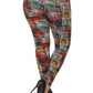 Abstract Geometric Printed Knit Legging With Elastic Waistband, And High Waist Fit