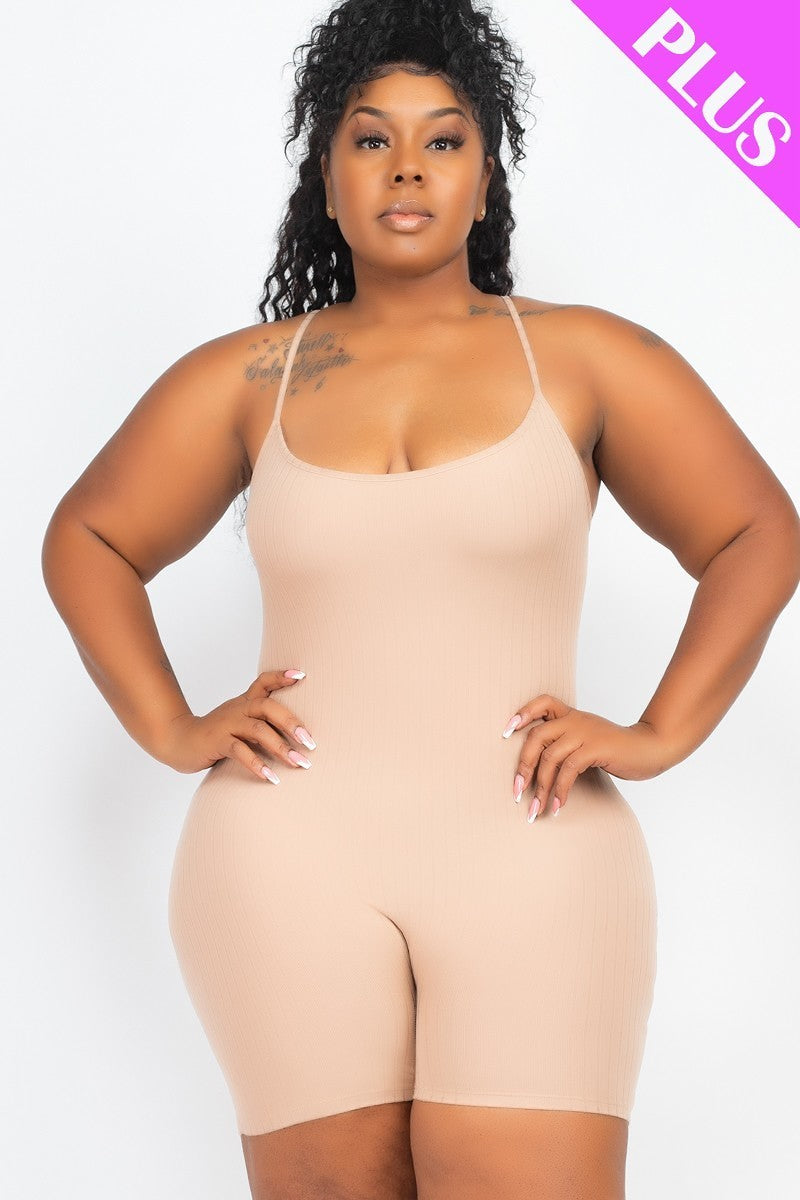 Plus Size Ribbed Bodycon Romper