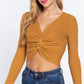 V-neck Front Knotted Crop Sweater
