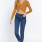 V-neck Front Knotted Crop Sweater