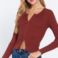 Rib Sweater Top W/front Zipper